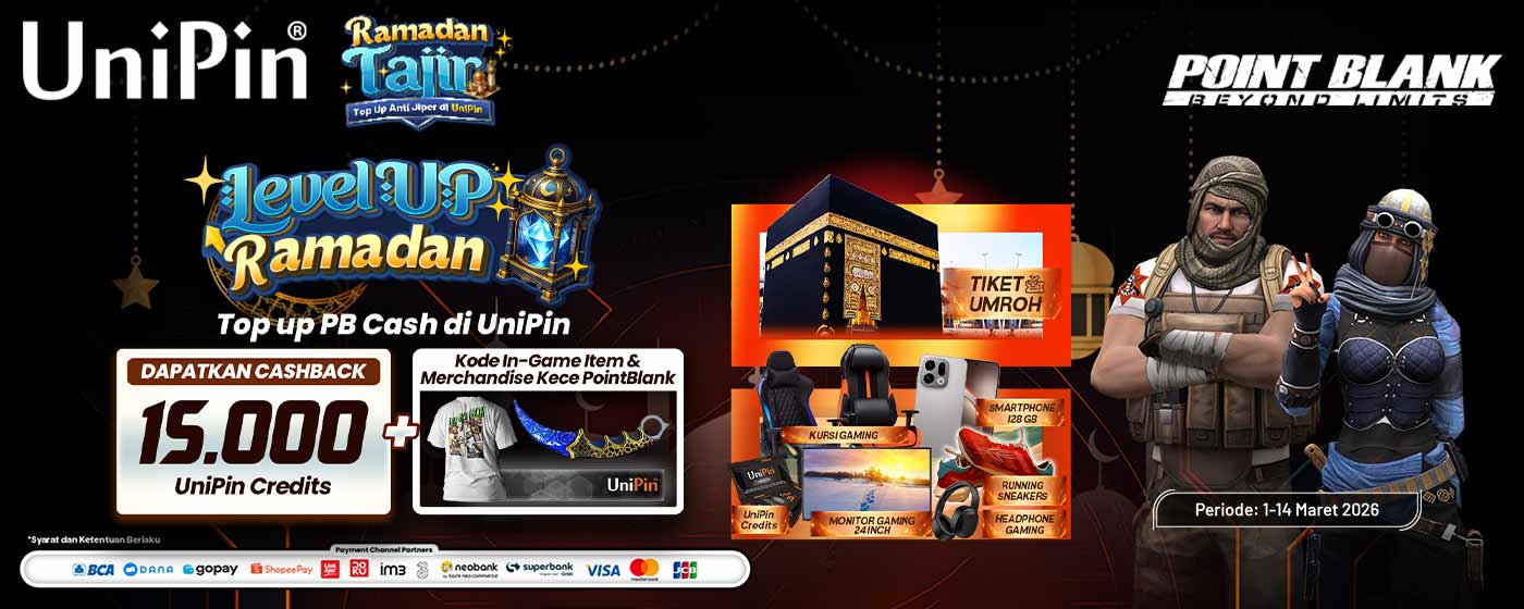 Level Up Ramadan dengan Point Blank! Top Up dan Dapatkan Kode In-Game Item dan Merchandise Kece dari Point Blank!